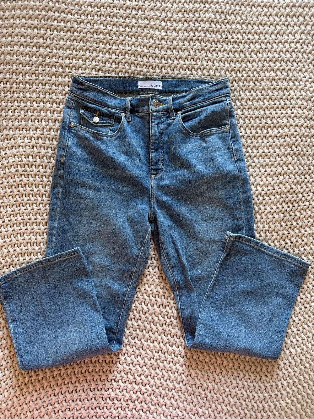 LOFT Blue High-Rise Ankle Crop Slim Jeans